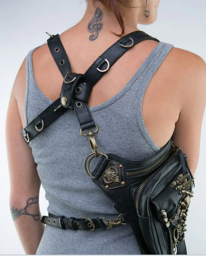 Punk Motorcycle Bag, Women's Crossbody Phone Waist Bag