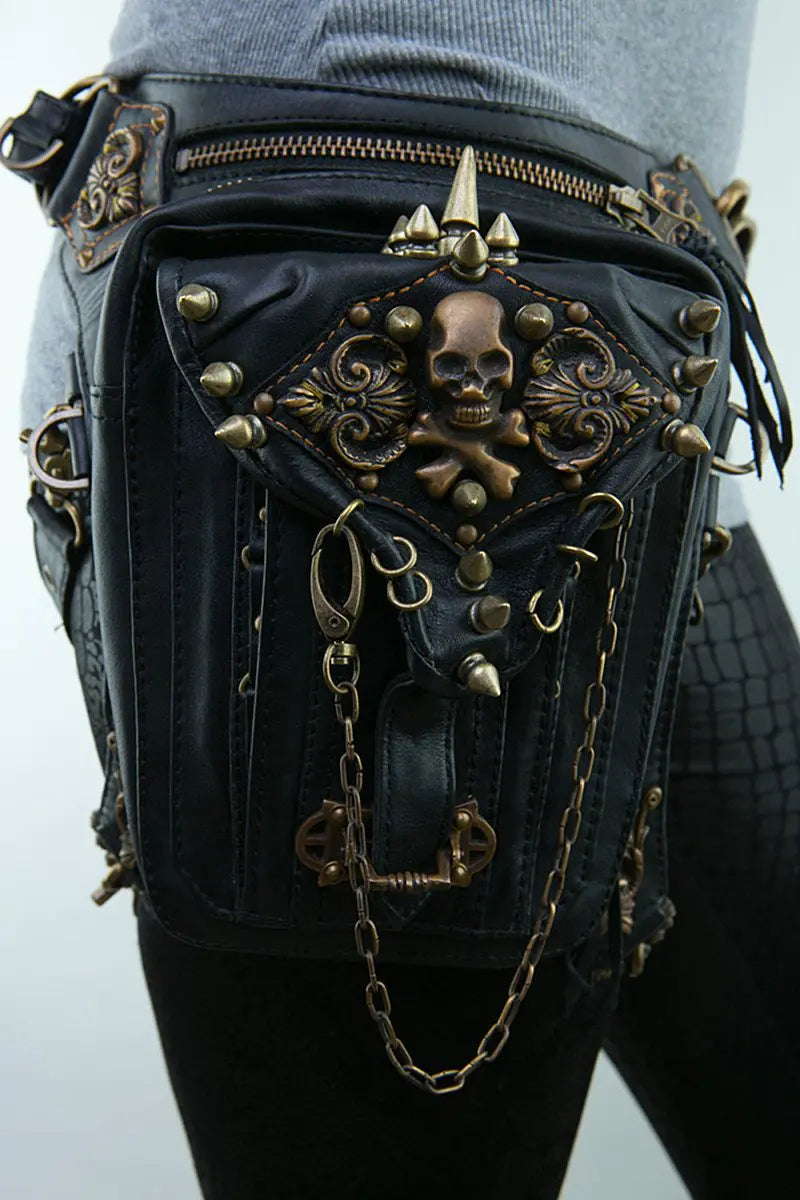 Punk Motorcycle Bag, Women's Crossbody Phone Waist Bag