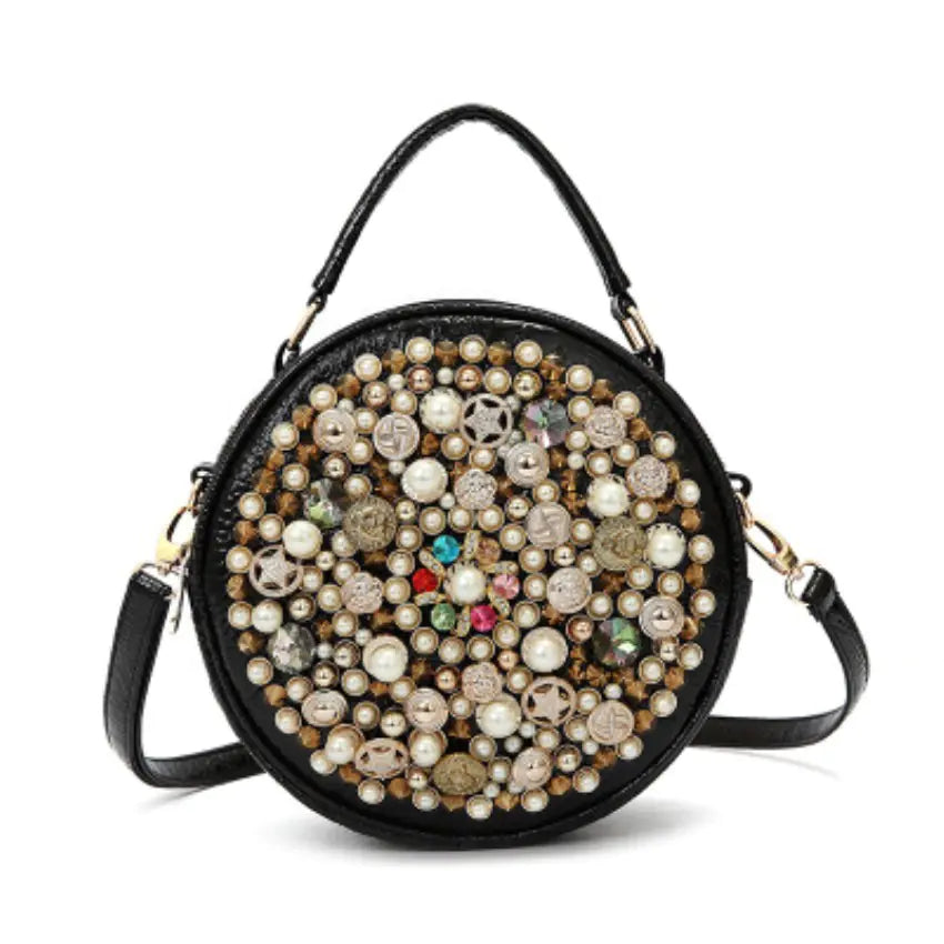 Pearl Round Makeup Bag, Shoulder Crossbody Bag