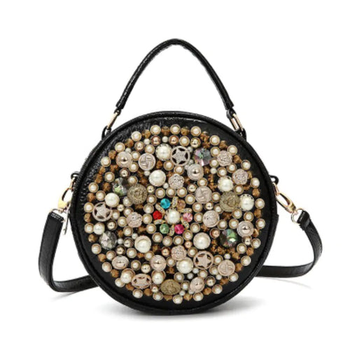 Pearl Round Makeup Bag, Shoulder Crossbody Bag