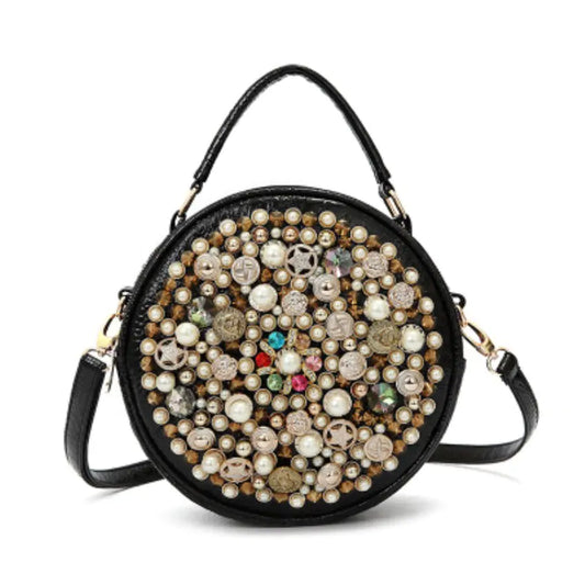 Pearl Round Makeup Bag, Shoulder Crossbody Bag