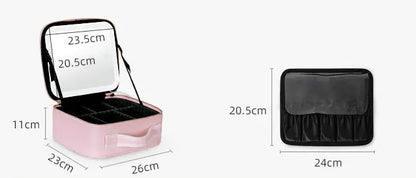 Smart LED Makeup Bag with Mirror - Large Capacity Cosmetic Case