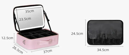 Smart LED Makeup Bag with Mirror - Large Capacity Cosmetic Case